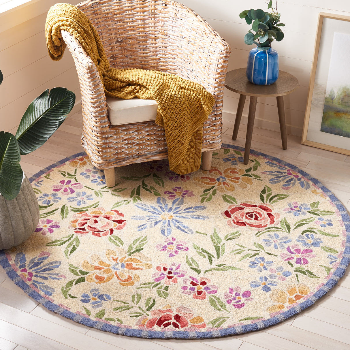 SAFAVIEH Handmade Chelsea Sprig French Country Floral Wool Rug