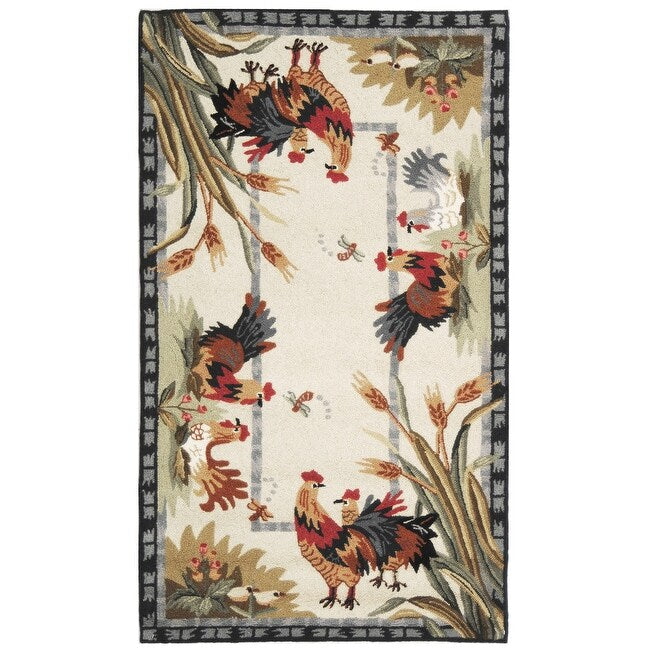 SAFAVIEH Handmade Chelsea Yauheniya French Country Rooster Wool Rug