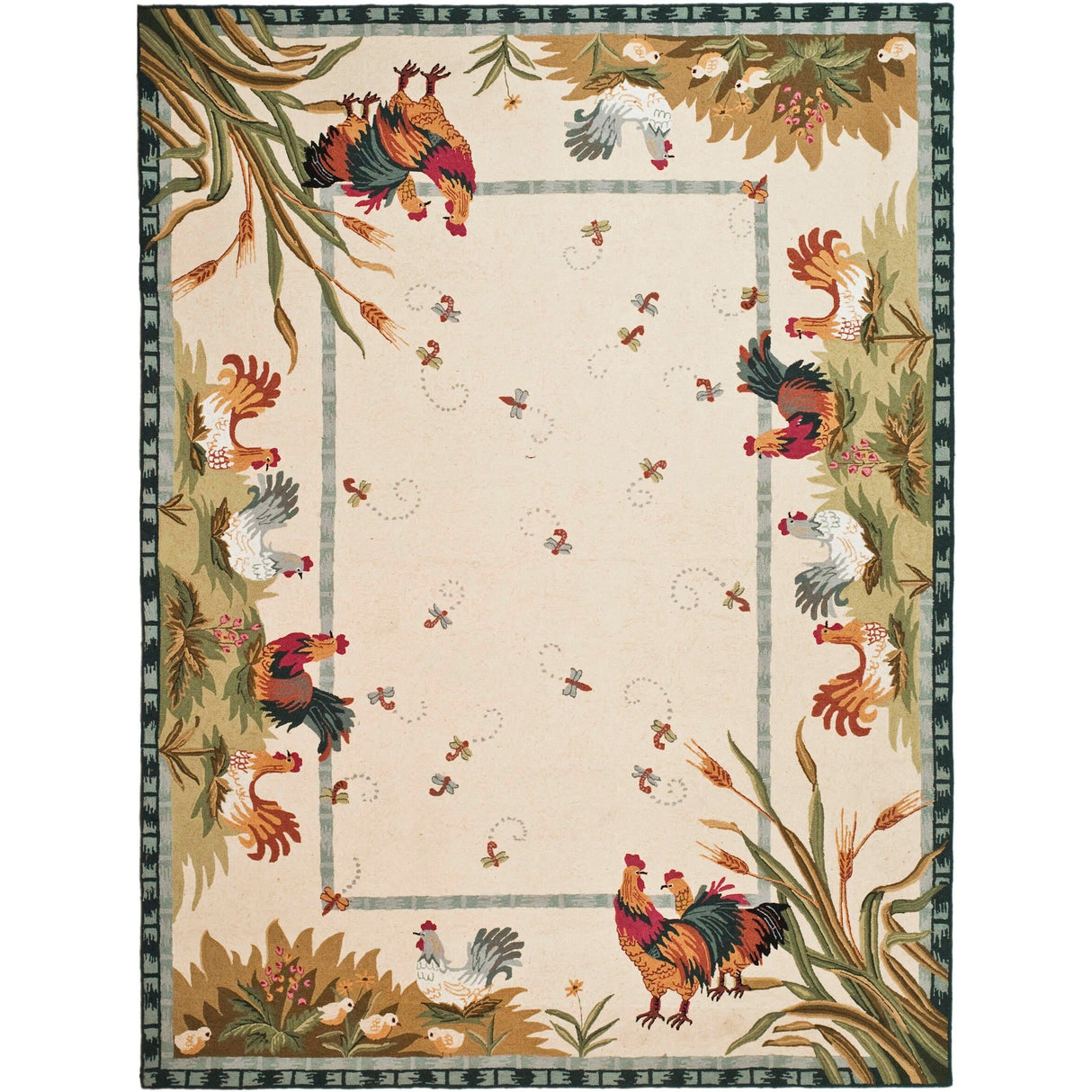 SAFAVIEH Handmade Chelsea Yauheniya French Country Rooster Wool Rug