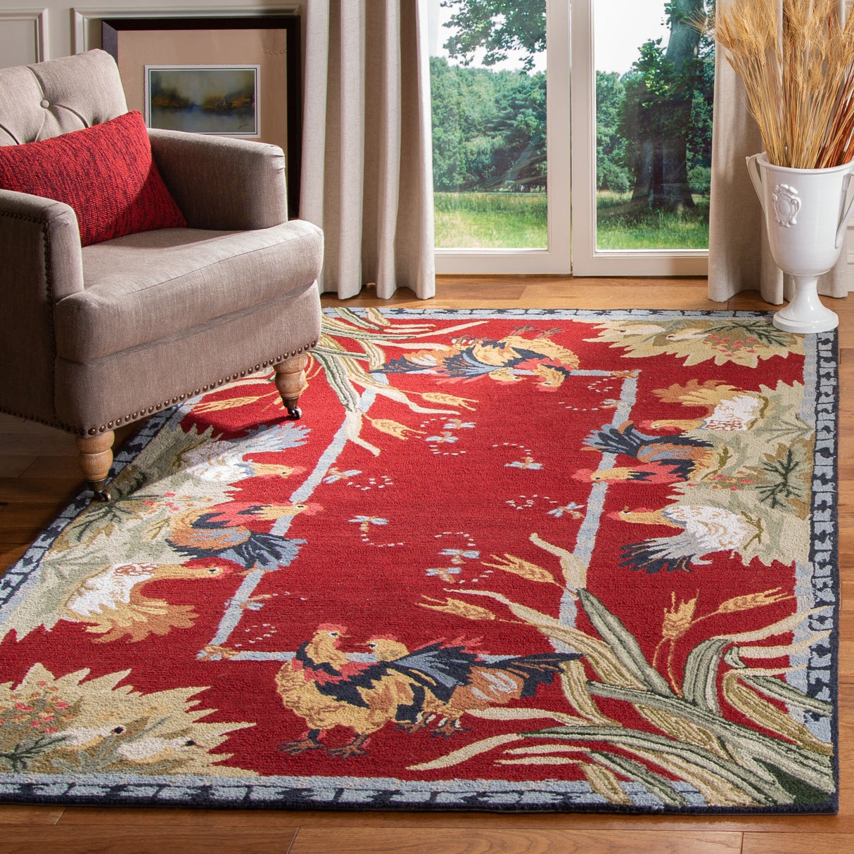 SAFAVIEH Handmade Chelsea Yauheniya French Country Rooster Wool Rug