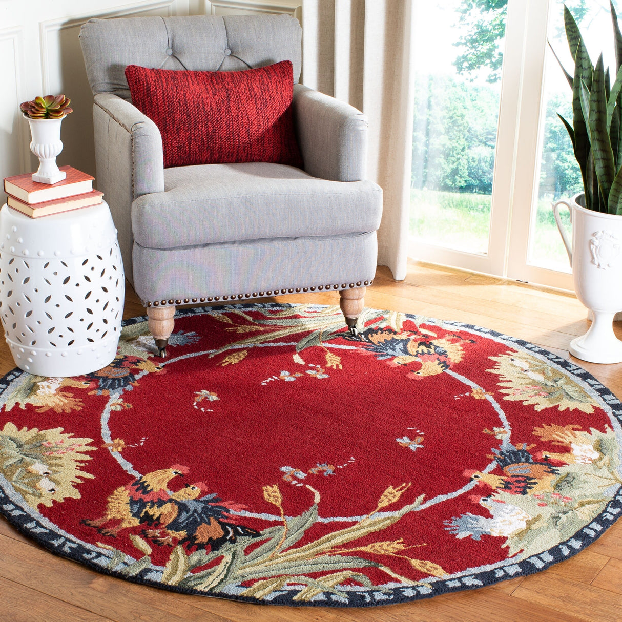 SAFAVIEH Handmade Chelsea Yauheniya French Country Rooster Wool Rug