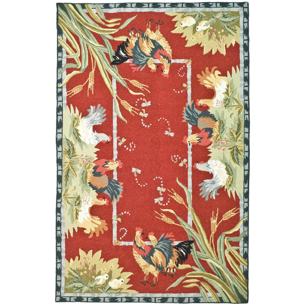 SAFAVIEH Handmade Chelsea Yauheniya French Country Rooster Wool Rug