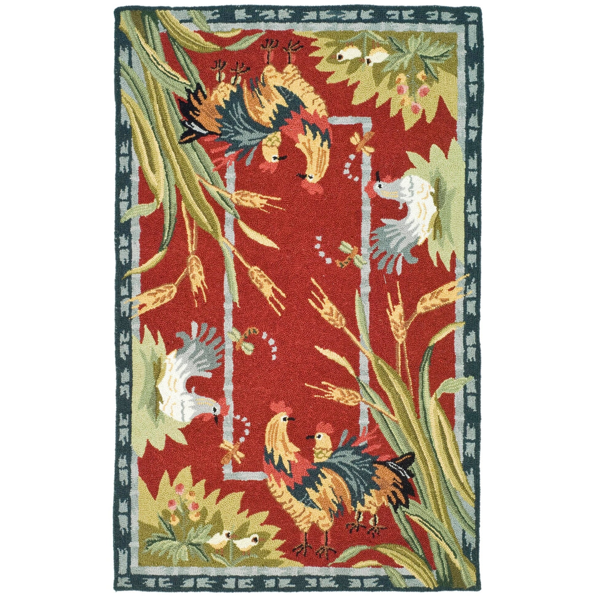 SAFAVIEH Handmade Chelsea Yauheniya French Country Rooster Wool Rug