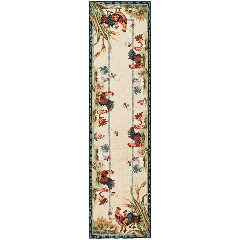 SAFAVIEH Handmade Chelsea Yauheniya French Country Rooster Wool Rug