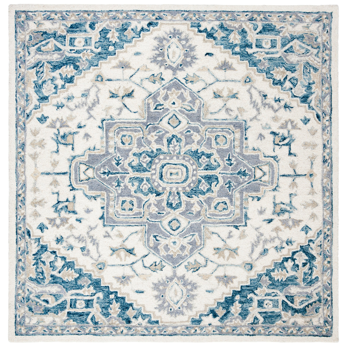 SAFAVIEH Handmade Micro-Loop Gulseven Medallion Wool Rug