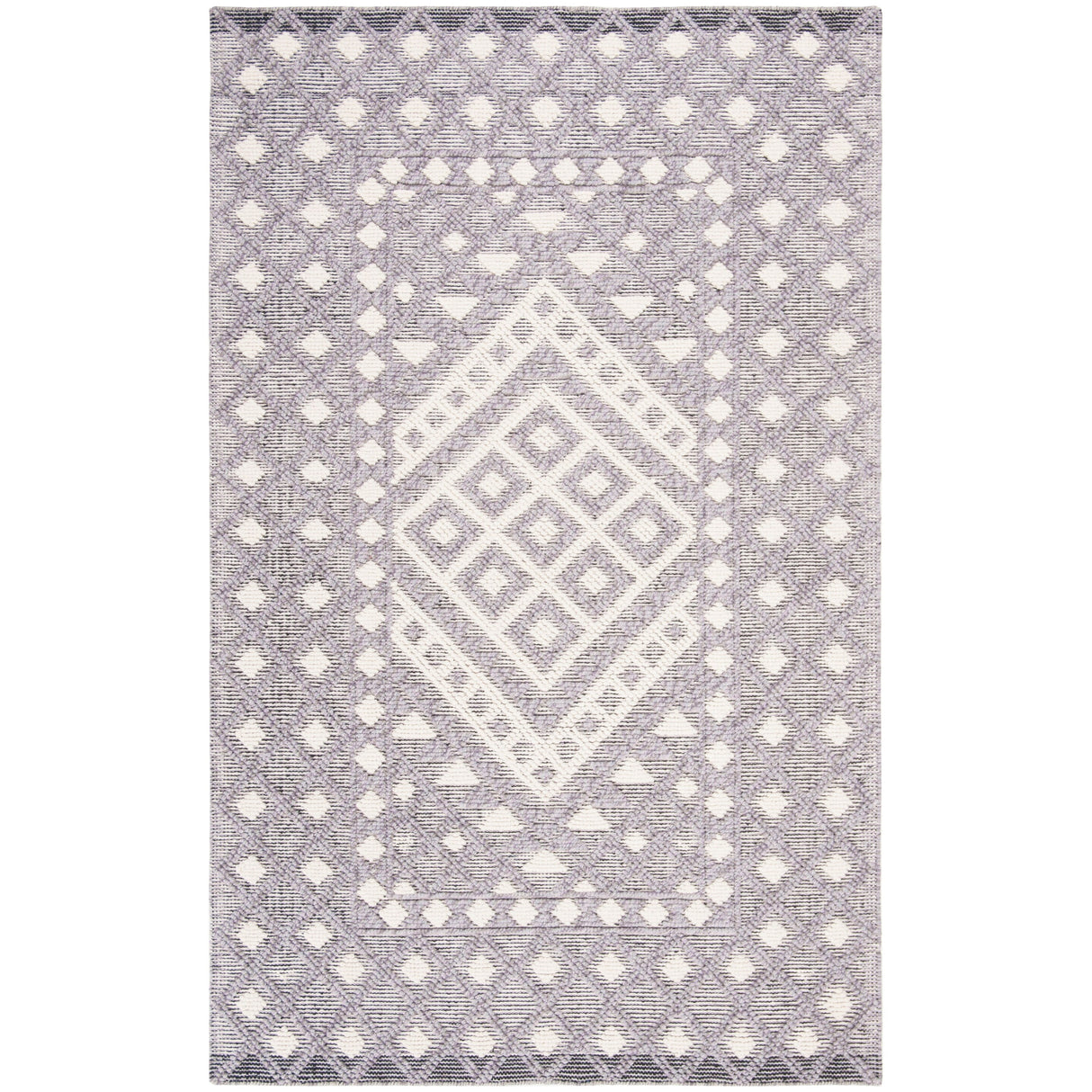 SAFAVIEH Handmade Natura Candica Transitional Geometric Cream/Purple Wool Rug