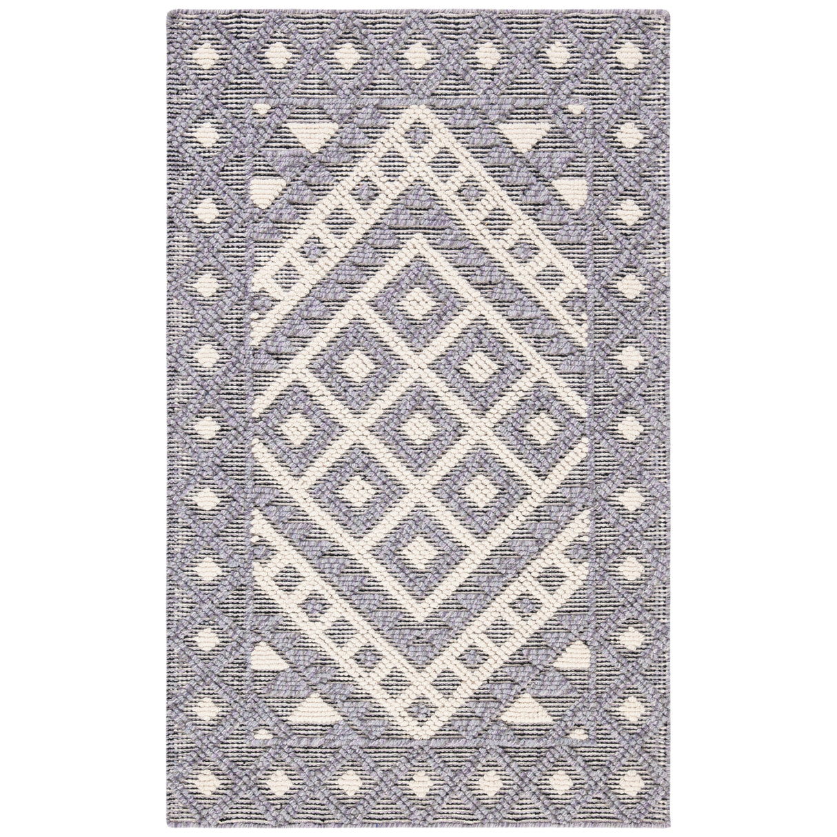 SAFAVIEH Handmade Natura Candica Transitional Geometric Cream/Purple Wool Rug