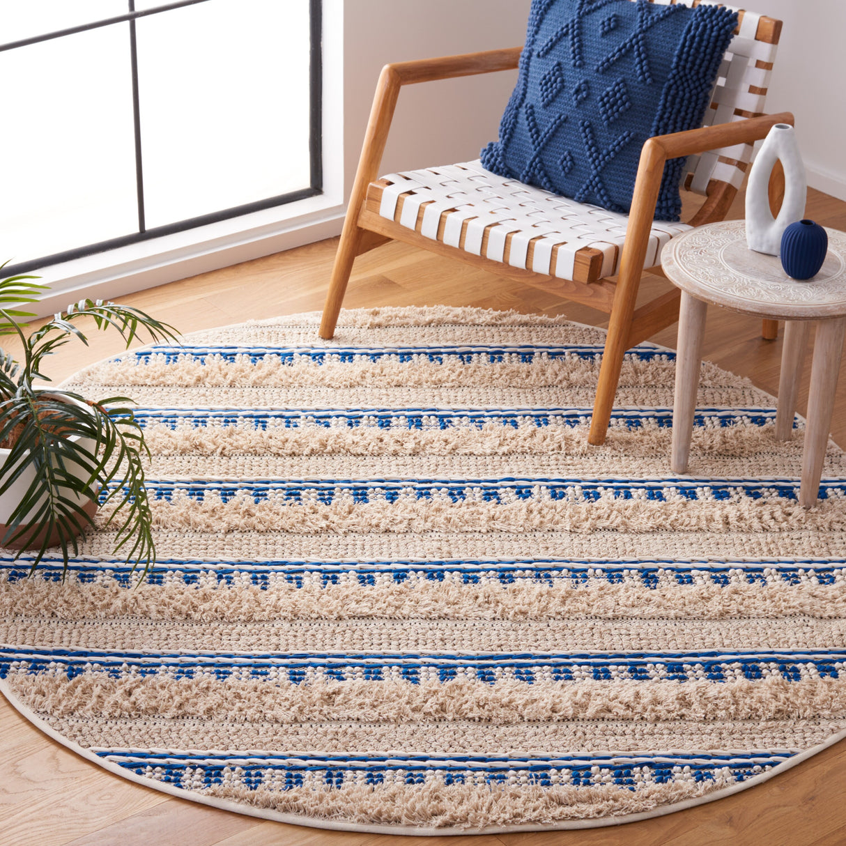 SAFAVIEH Handmade Natura Ingiridur Stripe Cotton Rug