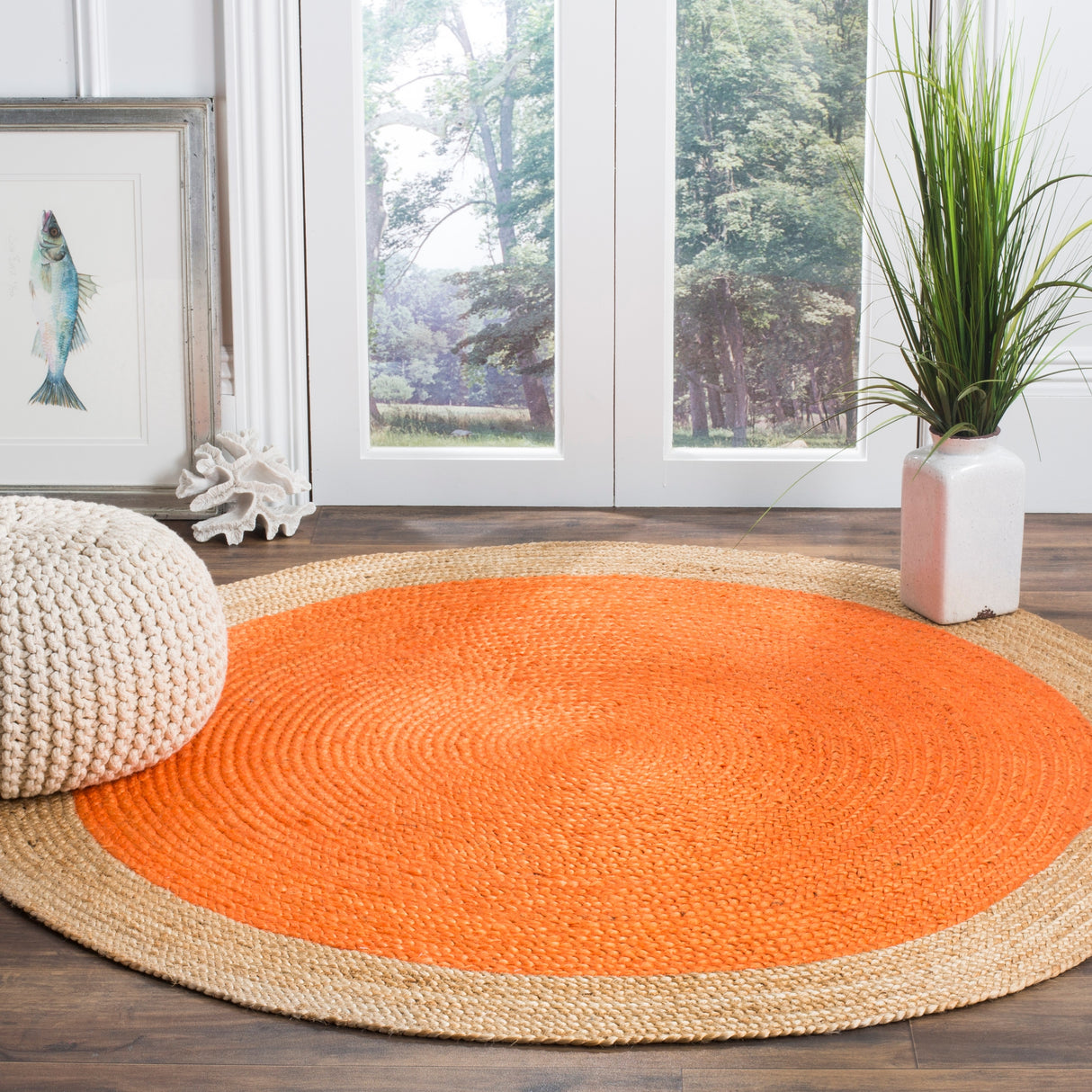 SAFAVIEH Handmade Natural Fiber Jolette Bordered Round Jute Rug