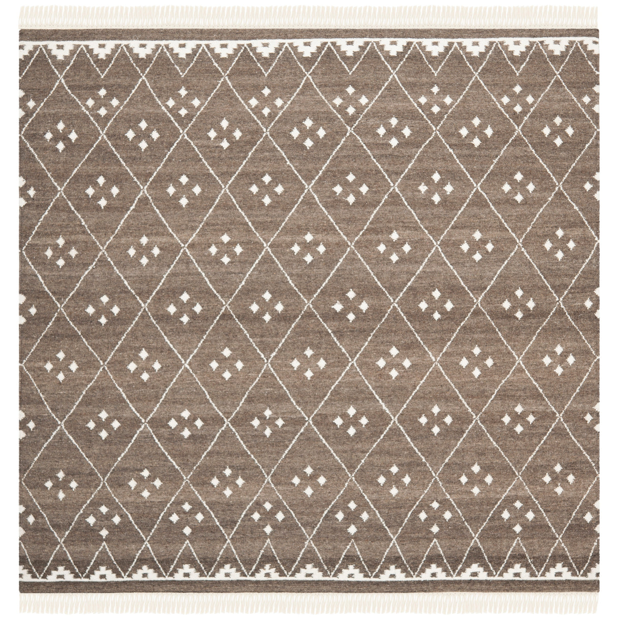 SAFAVIEH Handmade Natural Kilim Akmaral Wool Rug with Fringe