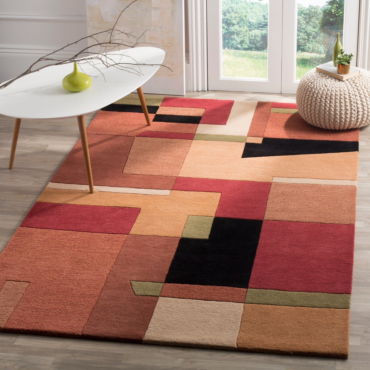 SAFAVIEH Handmade Rodeo Drive Skyla Mid-Century Abstract Wool Rug