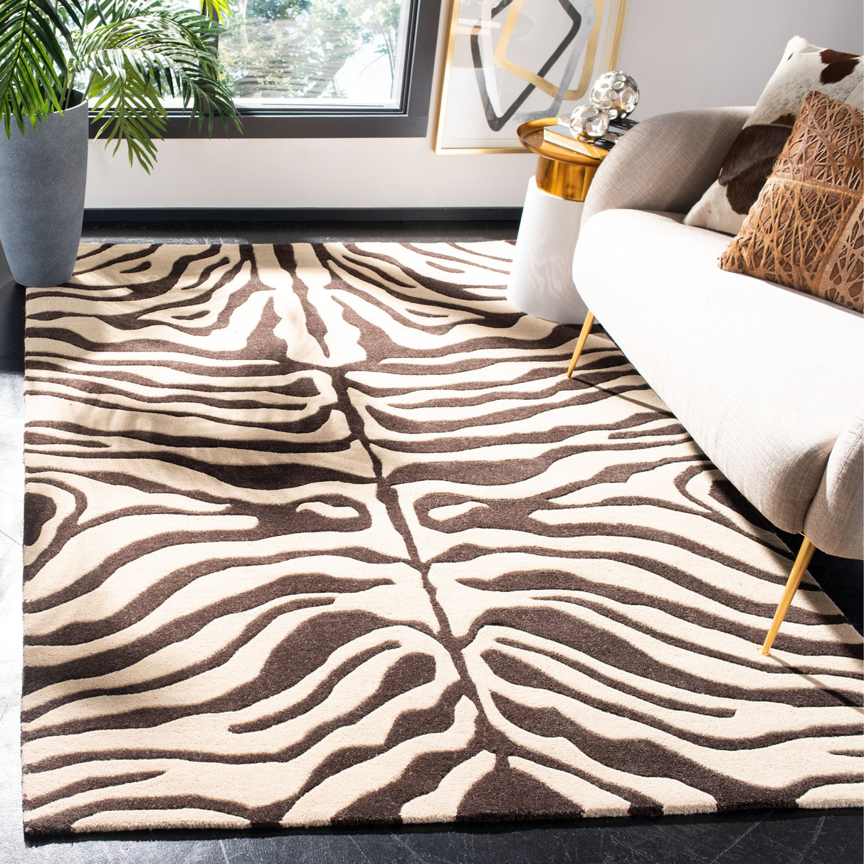 SAFAVIEH Handmade Soho Tierra Zebra Print N.Z. Wool Rug