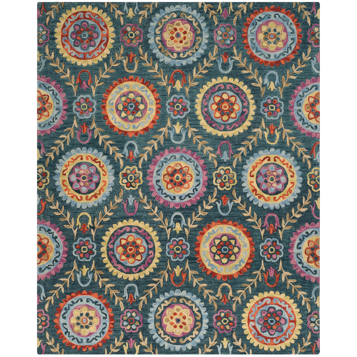 SAFAVIEH Handmade Suzani Bianca Boho Tribal Wool Rug