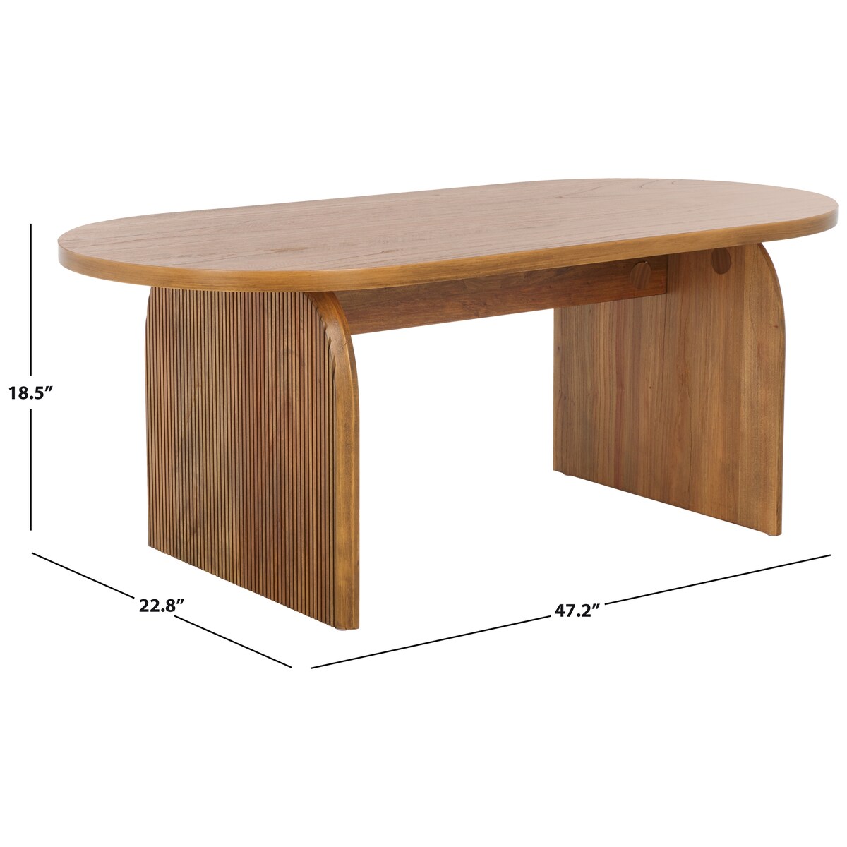 SAFAVIEH Hannelotte Ribbed Coffee Table - 47.2 In. W x 22.8 In. D x 18.5 In. H - 47Wx23Dx19H