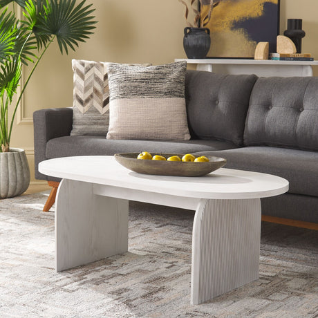 SAFAVIEH Hannelotte Ribbed Coffee Table - 47.2 In. W x 22.8 In. D x 18.5 In. H - 47Wx23Dx19H