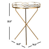 SAFAVIEH Harda Antique Gold Leaf Round End Table - 17Wx17Dx23H