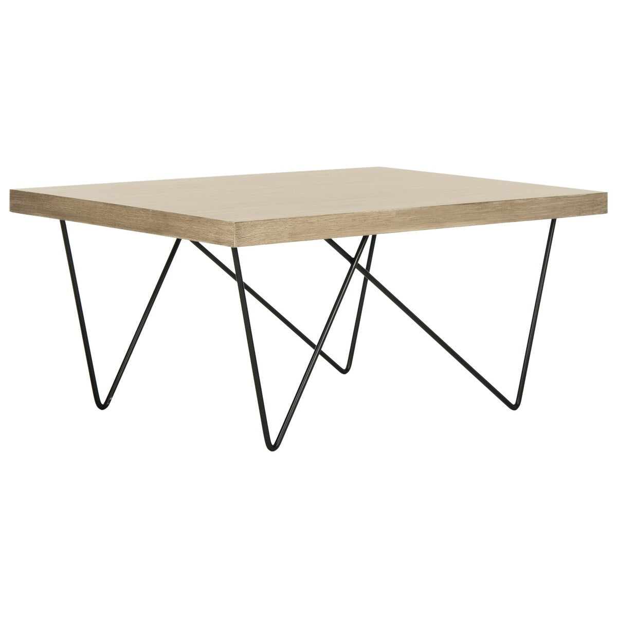 SAFAVIEH Harlene Mid-Century Modern Light Grey / Black Coffee Table - 35.4" x 23.6" x 15.8" - 35Wx24Dx16H