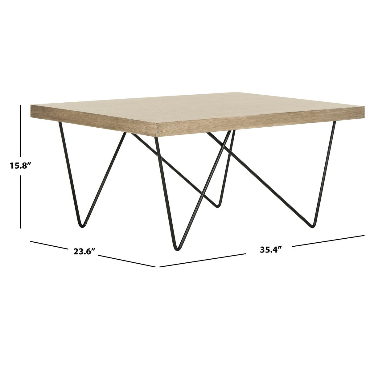 SAFAVIEH Harlene Mid-Century Modern Light Grey / Black Coffee Table - 35.4" x 23.6" x 15.8" - 35Wx24Dx16H