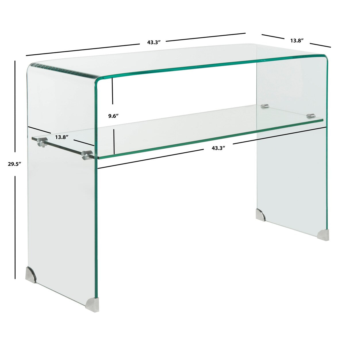 SAFAVIEH Hawa Clear Console Table - 43.3" x 13.8" x 29.5" - 43Wx14Dx30H