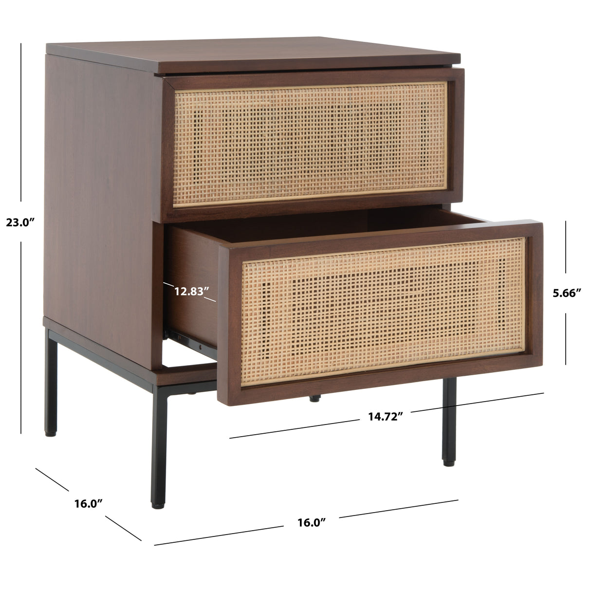 SAFAVIEH Haylie 2-Drawer Rattan Nightstand