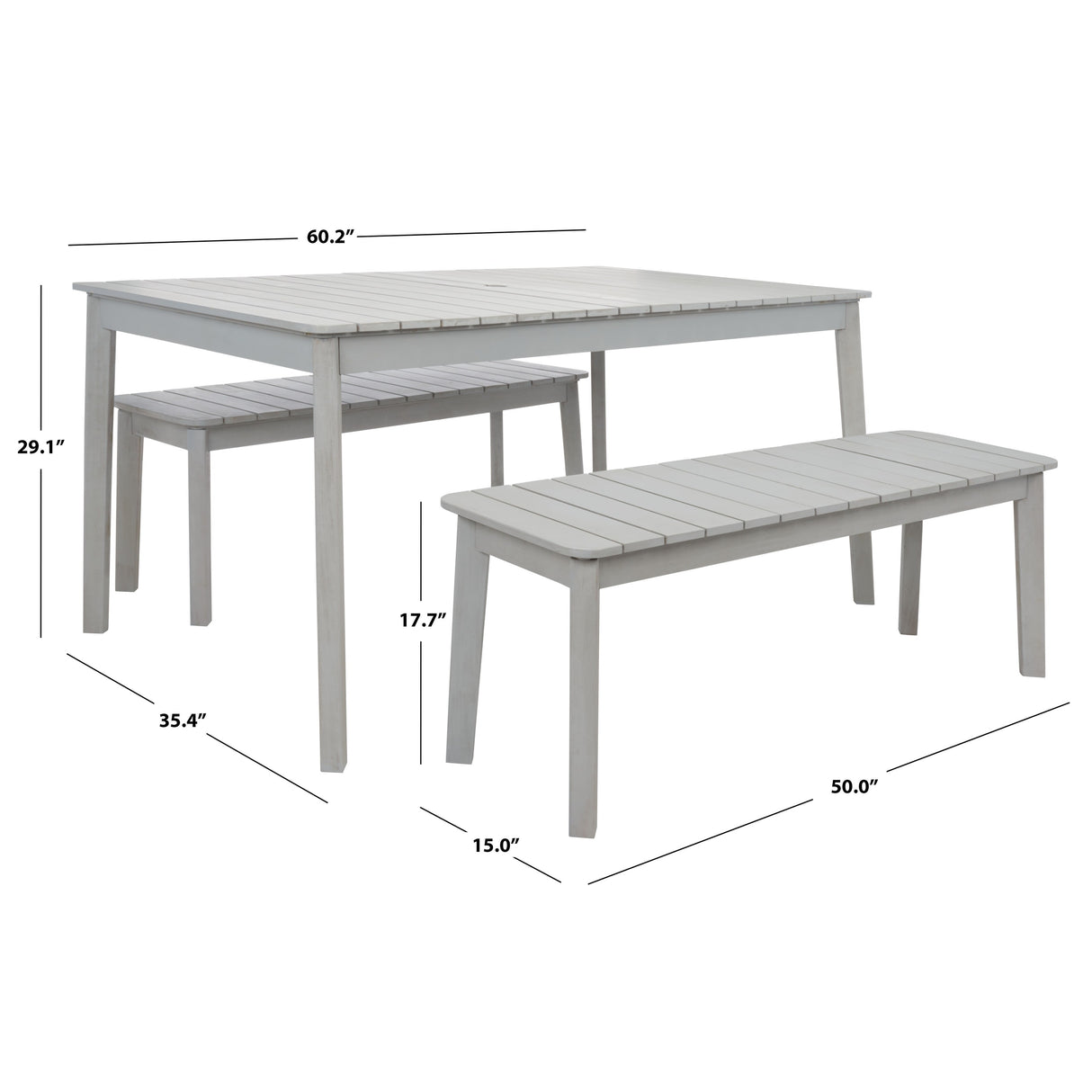 SAFAVIEH Hedi Table & 2-Bench Dining Set - 35Wx60Dx29H