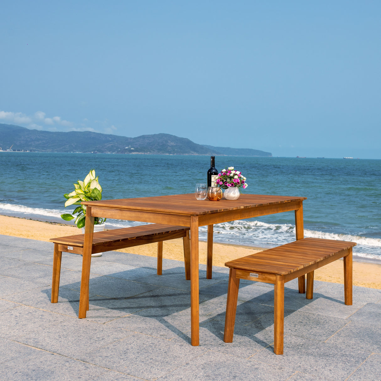 SAFAVIEH Hedi Table & 2-Bench Dining Set - 35Wx60Dx29H