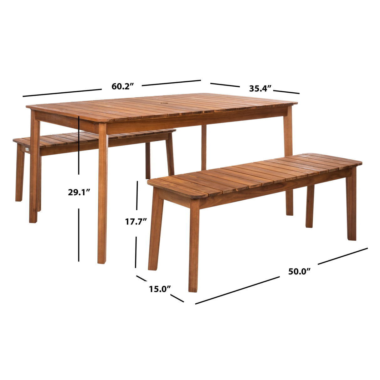 SAFAVIEH Hedi Table & 2-Bench Dining Set - 35Wx60Dx29H