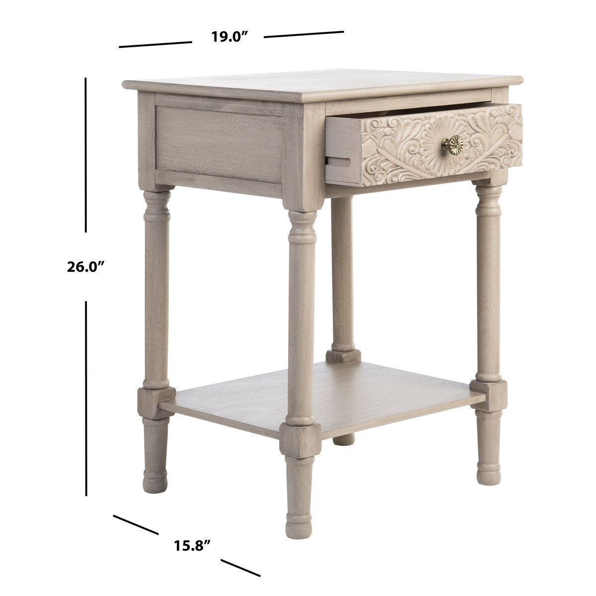 SAFAVIEH Heide 1-Drawer Accent Table - 19" W x 15.8" L x 26" H - 19Wx16Dx26H