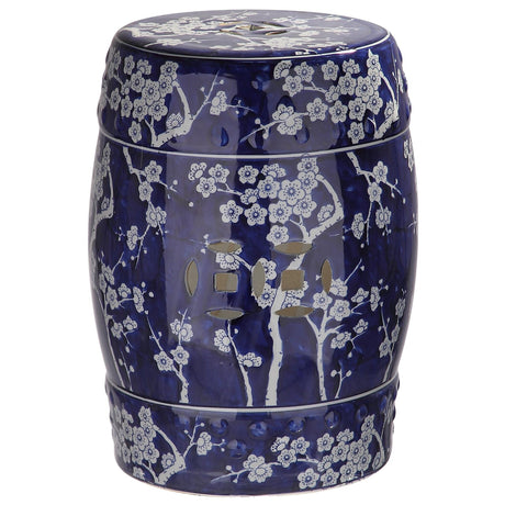 SAFAVIEH Heideline Midnight Blue Ceramic Decorative Garden Stool