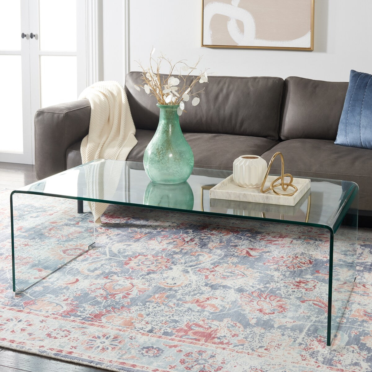 SAFAVIEH Heidi Clear Coffee Table - 47.2" x 25.6" x 16.5" - 47Wx26Dx17H