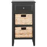 SAFAVIEH Helma Distressed Black Drawer Storage Side Table - 15" x 11.8" x 27.6" - 15Wx12Dx26H