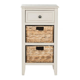 SAFAVIEH Helma Distressed Black Drawer Storage Side Table - 15" x 11.8" x 27.6" - 15Wx12Dx26H