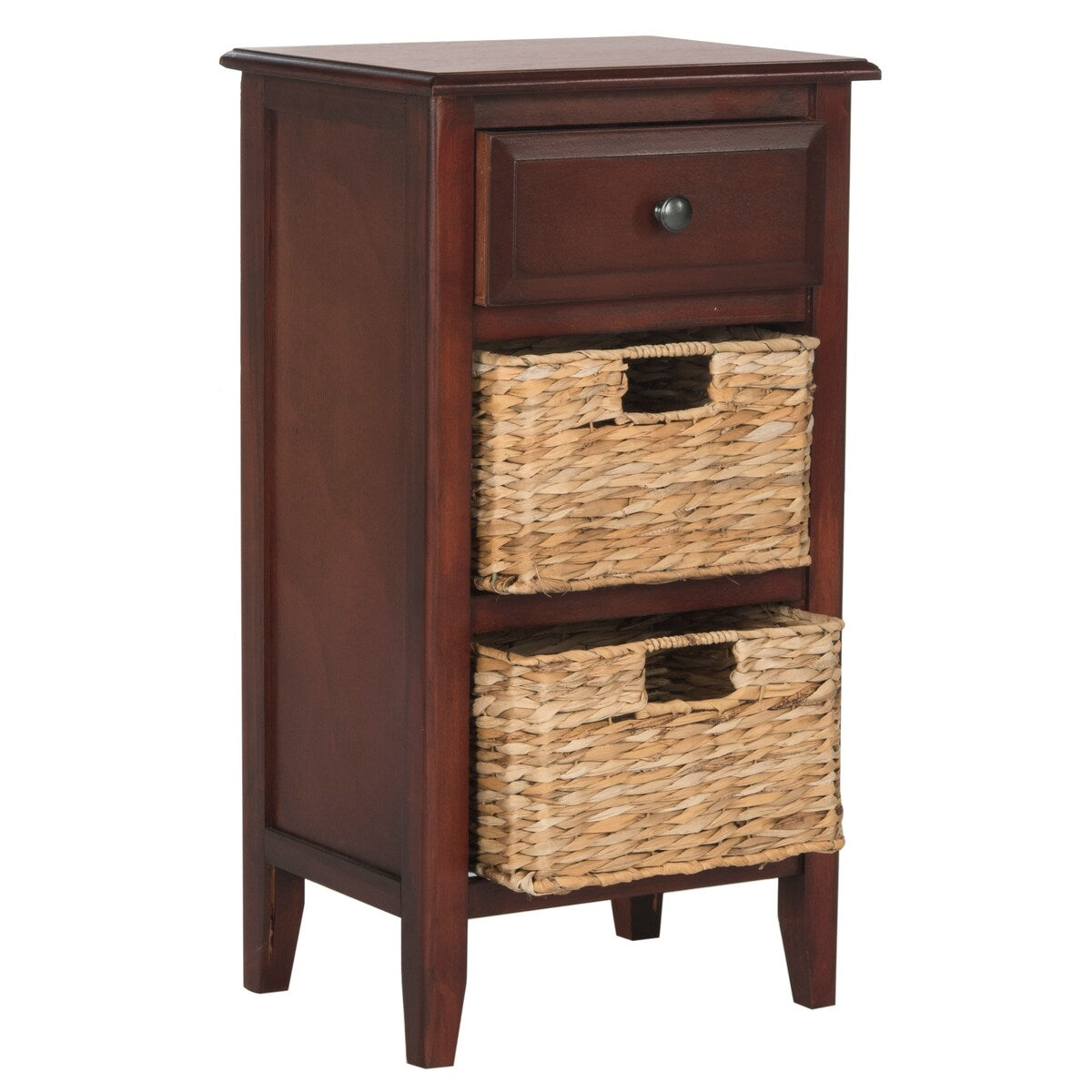 SAFAVIEH Helma Distressed Black Drawer Storage Side Table - 15" x 11.8" x 27.6" - 15Wx12Dx26H