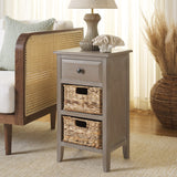 SAFAVIEH Helma Distressed Black Drawer Storage Side Table - 15" x 11.8" x 27.6" - 15Wx12Dx26H