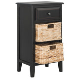 SAFAVIEH Helma Distressed Black Drawer Storage Side Table - 15" x 11.8" x 27.6" - 15Wx12Dx26H