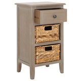 SAFAVIEH Helma Distressed Black Drawer Storage Side Table - 15" x 11.8" x 27.6" - 15Wx12Dx26H