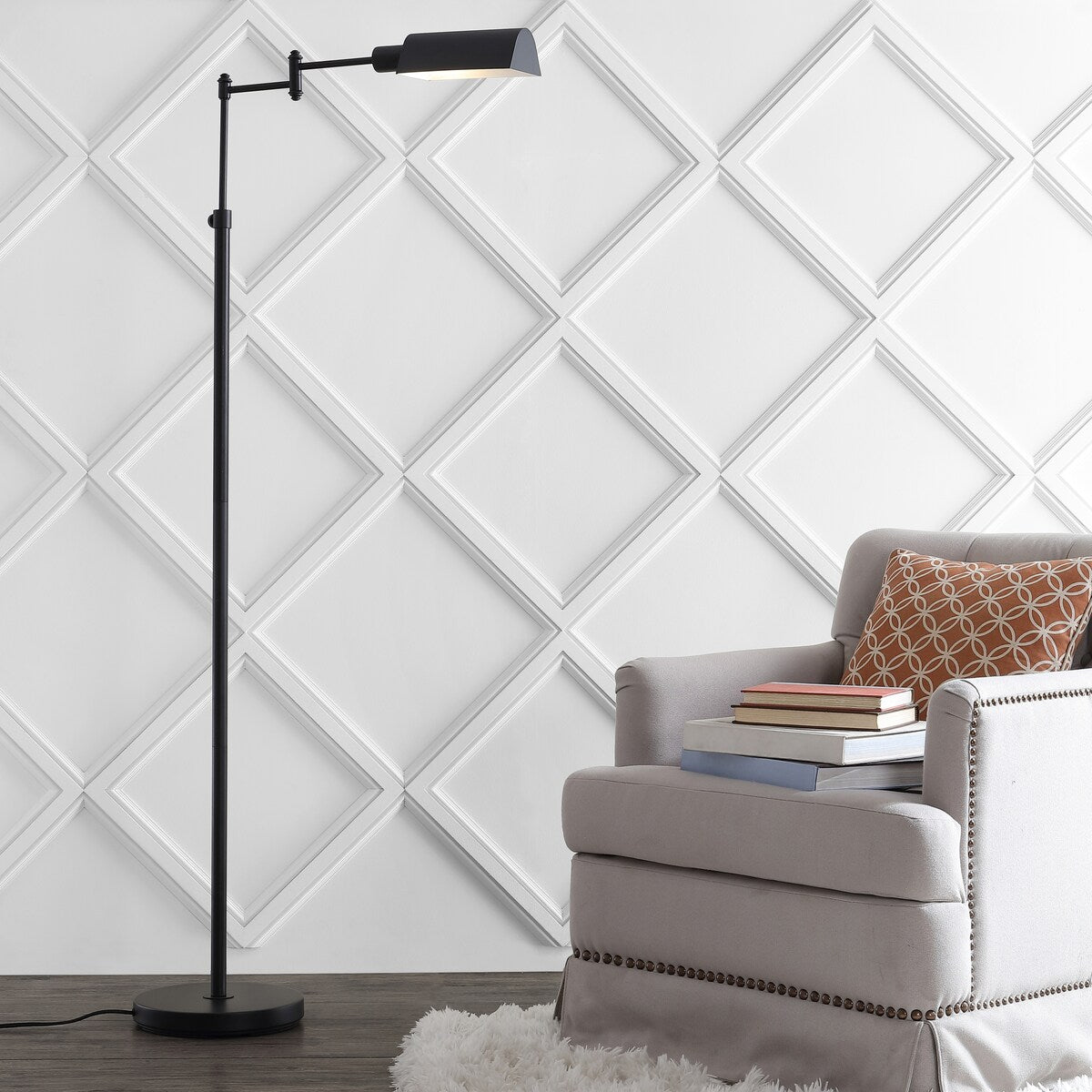 SAFAVIEH Helmgard Floor Lamp - 27x11x55-65 - Black - 27Wx11Dx65H