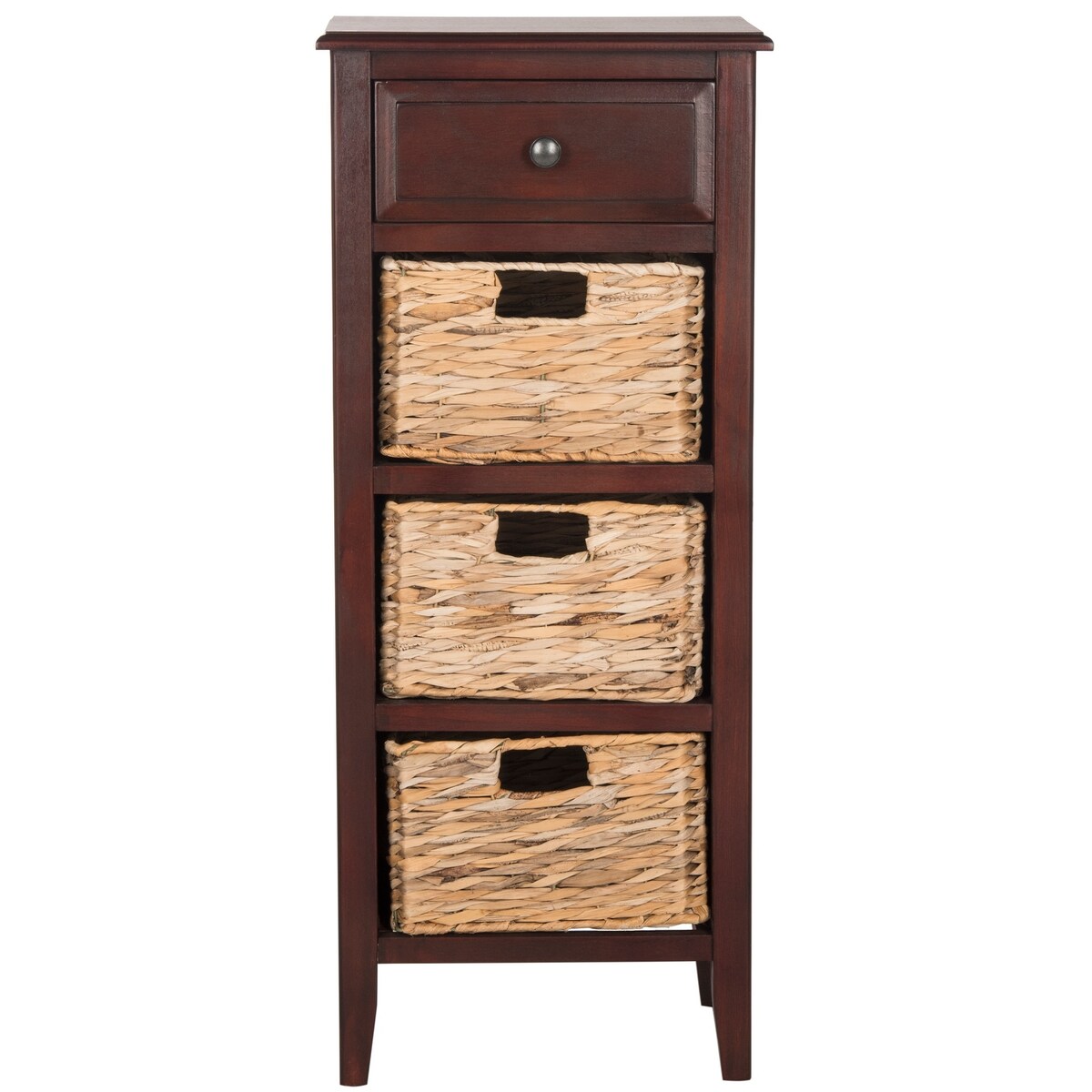 SAFAVIEH Hermine Distressed Black 4-Drawer Storage Side Table - 15" x 11.8" x 35.8" - 15Wx12Dx36H