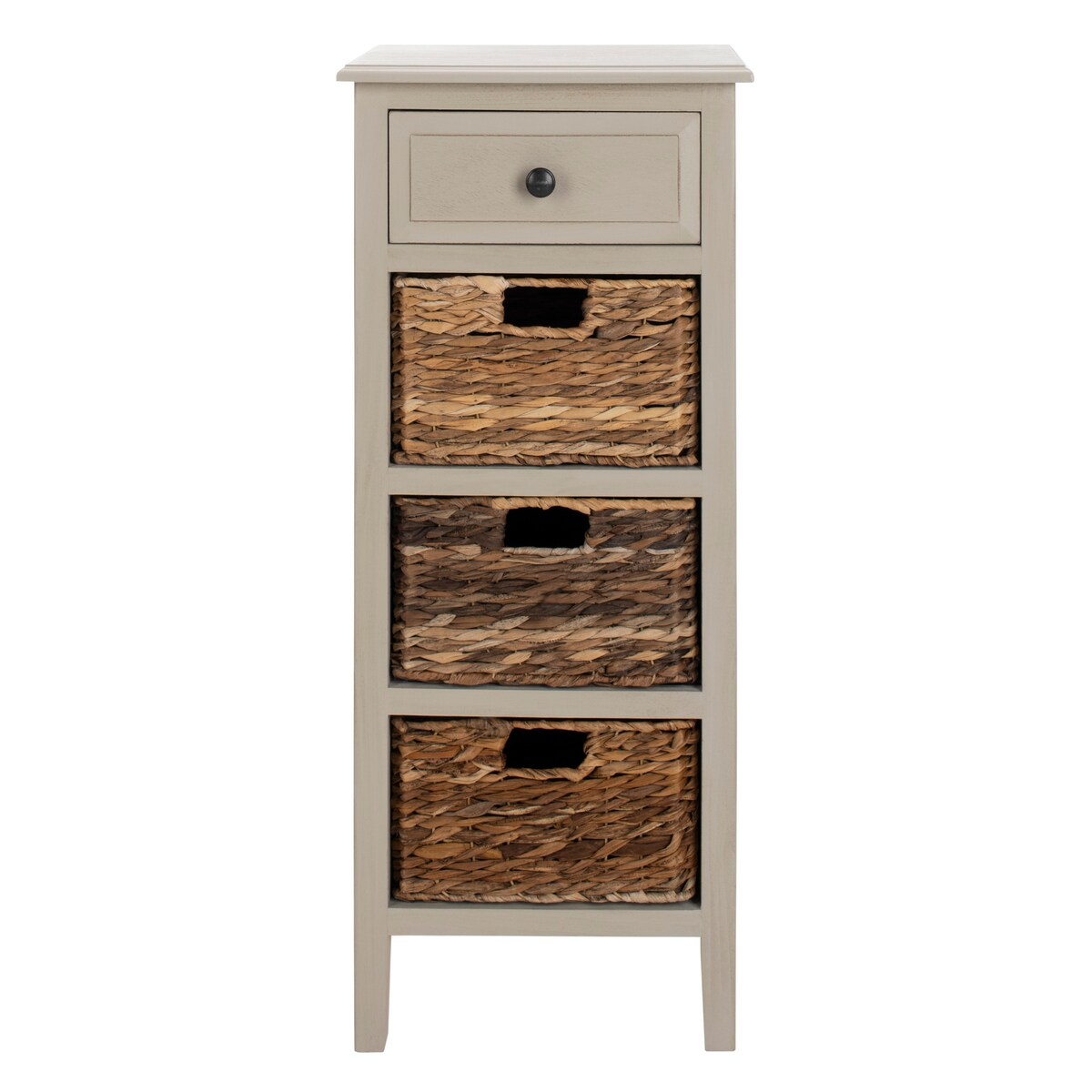 SAFAVIEH Hermine Distressed Black 4-Drawer Storage Side Table - 15" x 11.8" x 35.8" - 15Wx12Dx36H