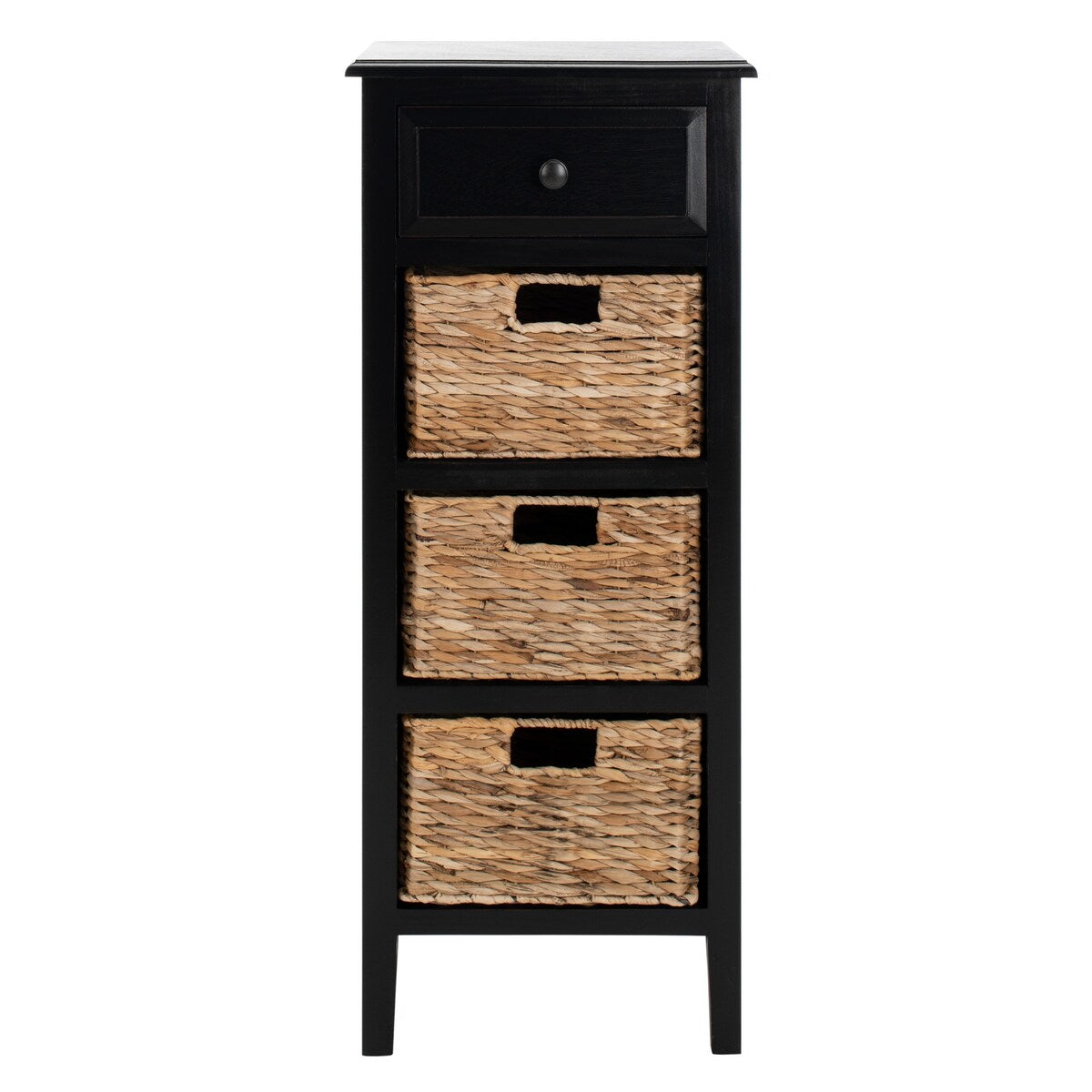 SAFAVIEH Hermine Distressed Black 4-Drawer Storage Side Table - 15" x 11.8" x 35.8" - 15Wx12Dx36H