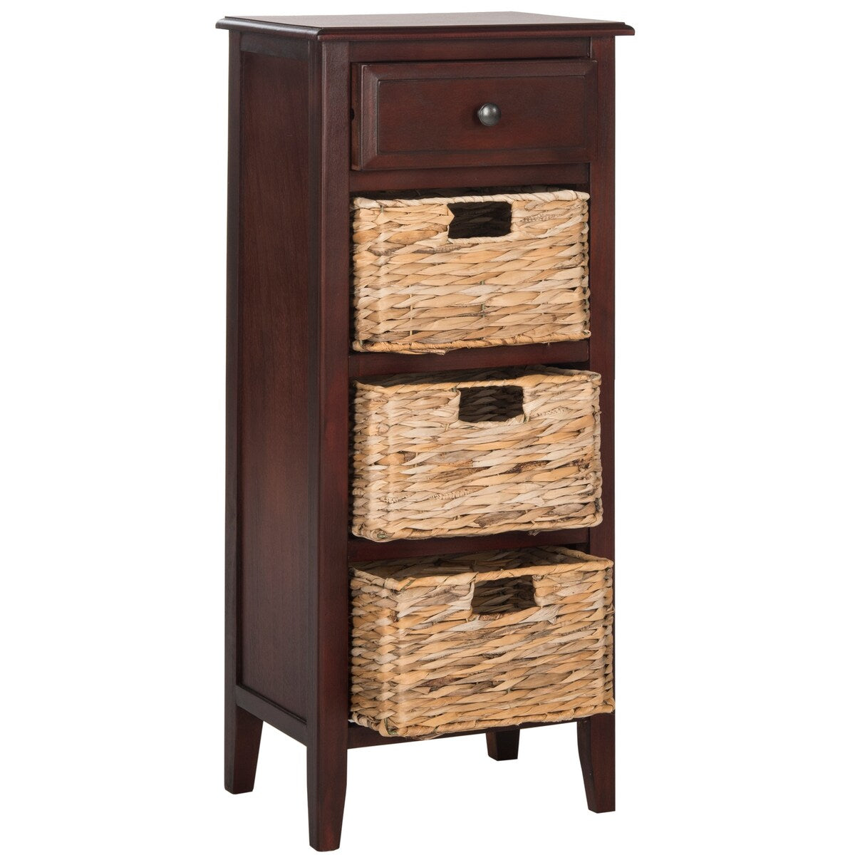 SAFAVIEH Hermine Distressed Black 4-Drawer Storage Side Table - 15" x 11.8" x 35.8" - 15Wx12Dx36H