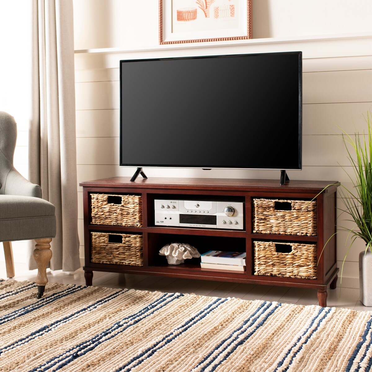 SAFAVIEH Hessie Entertainment Media Unit (Fits Up To 55" Flatscreen TV) - 47Wx16Dx20H