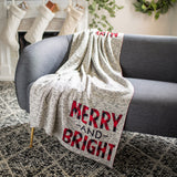 SAFAVIEH Holiday Inka Merry And Bright Grey/Red 50 x 60-inch Throw Blanket