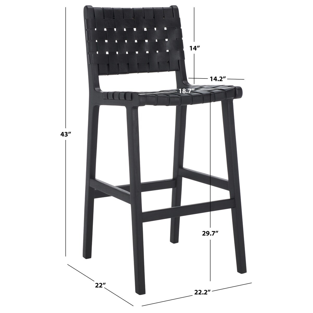 SAFAVIEH Home Adah 30-inch Leather Bar Stool - 22Wx22Dx43H