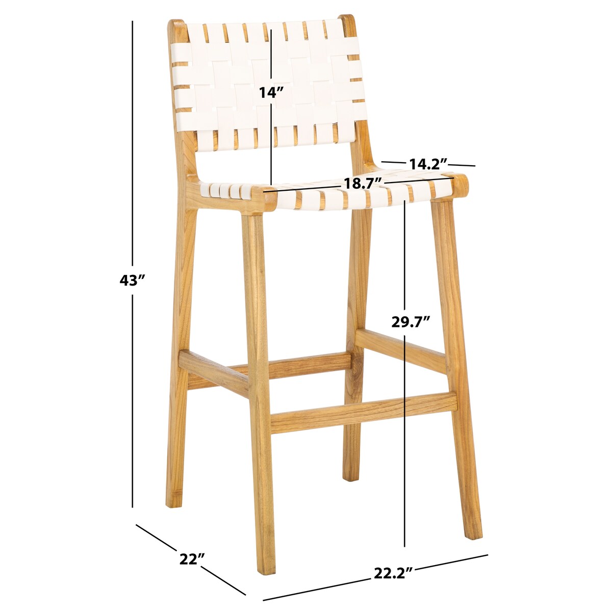 SAFAVIEH Home Adah 30-inch Leather Bar Stool - 22Wx22Dx43H