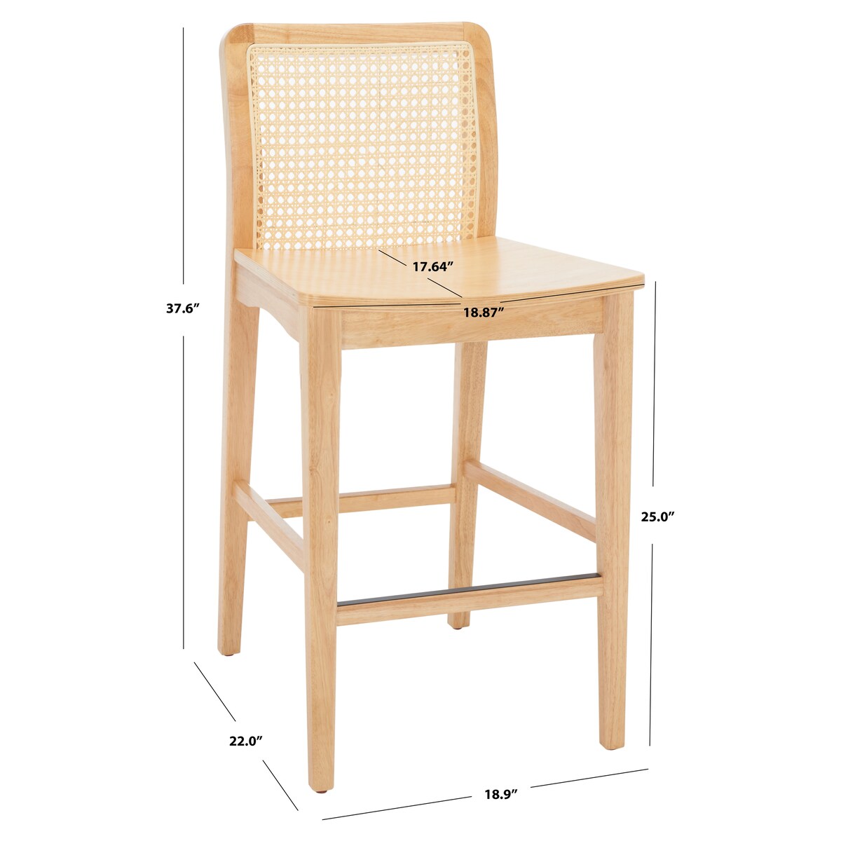 SAFAVIEH Home Benicio 25-inch Rattan Counter Stool [SET of 2] - 19Wx22Dx38H