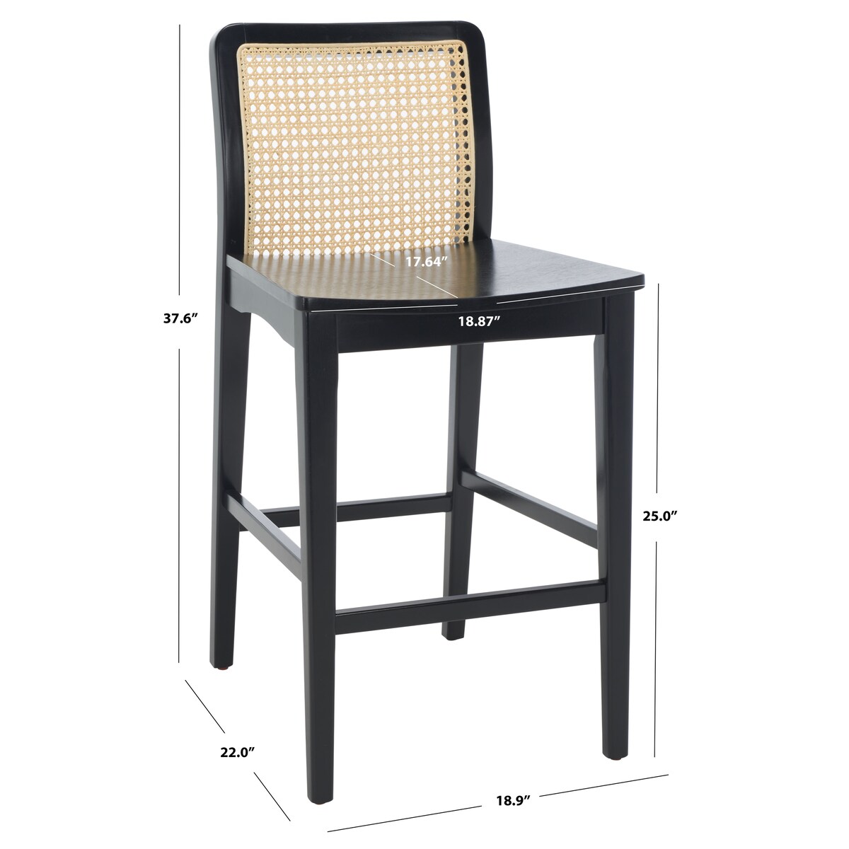 SAFAVIEH Home Benicio 25-inch Rattan Counter Stool [SET of 2] - 19Wx22Dx38H