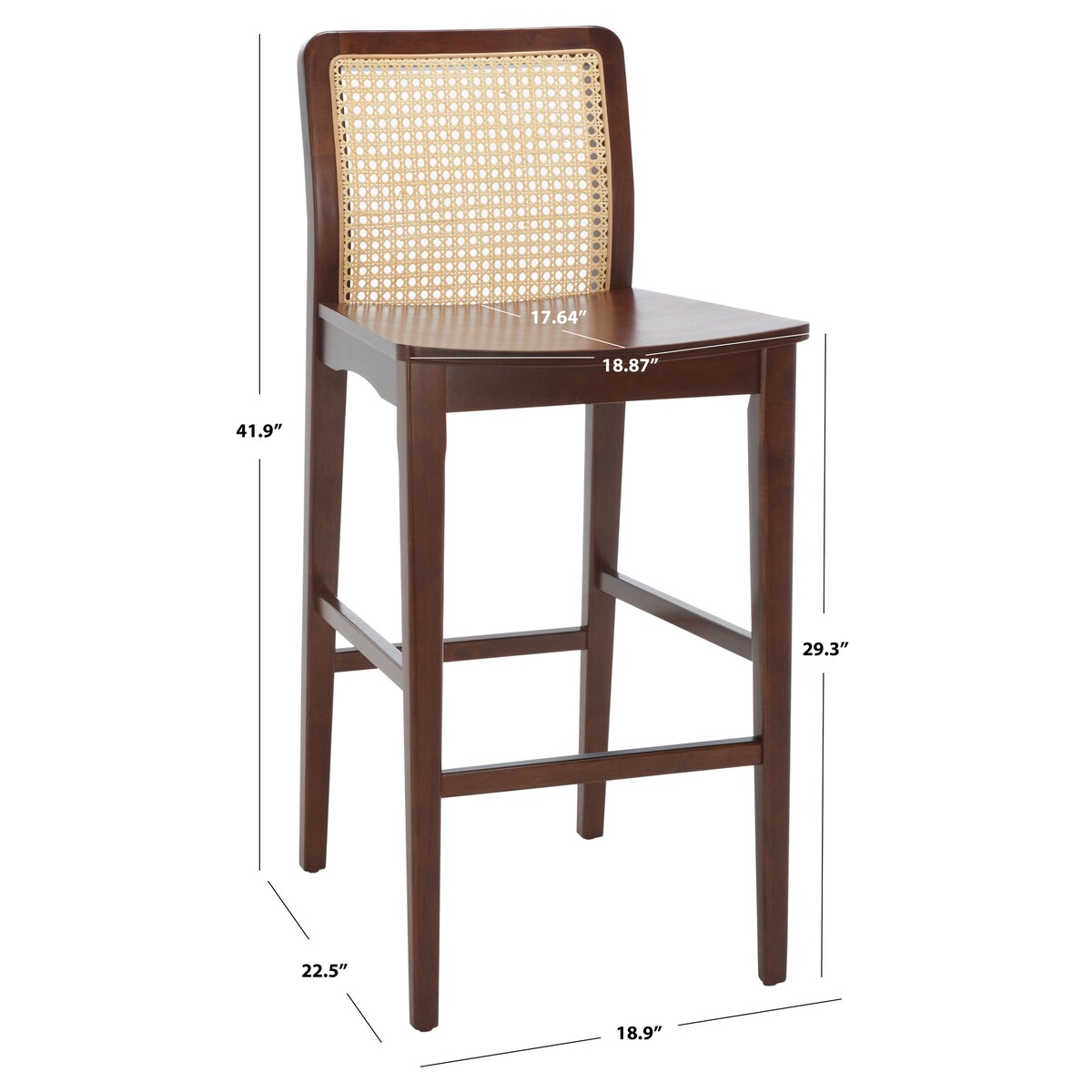 SAFAVIEH Home Benicio 29-inch Rattan Bar Stool [SET of 2] - 19Wx23Dx42H