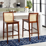 SAFAVIEH Home Benicio 29-inch Rattan Bar Stool [SET of 2] - 19Wx23Dx42H