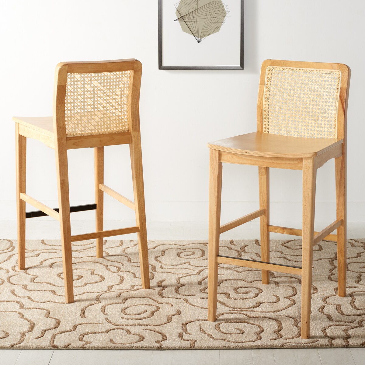 SAFAVIEH Home Benicio 29-inch Rattan Bar Stool [SET of 2] - 19Wx23Dx42H